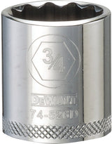 DEWALT DWMT74526OSP Drive Hand Socket, 3/4 in Socket, 3/8 in Drive, 12-Point, Steel, Polished Chrome Vanadium