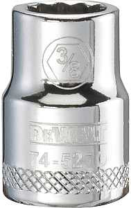 DEWALT DWMT74527OSP Drive Hand Socket, 3/8 in Socket, 3/8 in Drive, 12-Point, Steel, Polished Chrome Vanadium