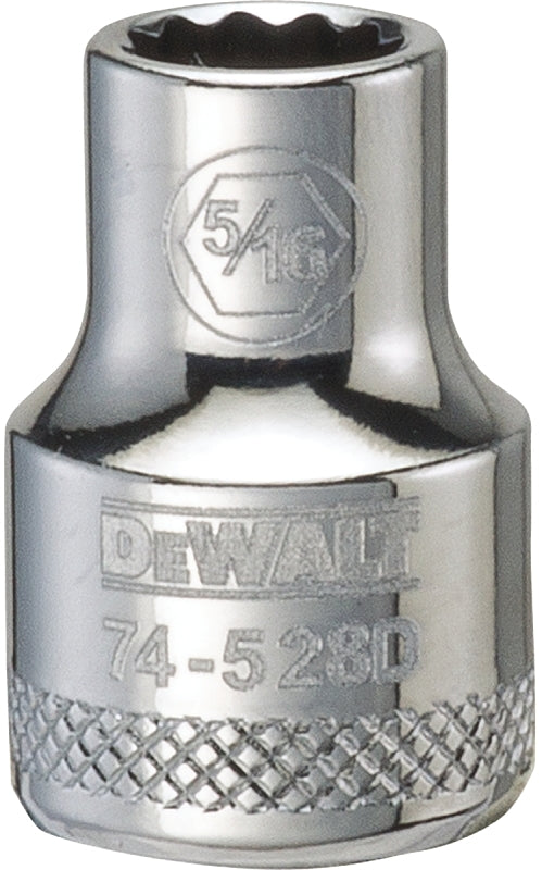 DEWALT DWMT74528OSP Drive Hand Socket, 5/16 in Socket, 3/8 in Drive, 12-Point, Steel, Polished Chrome Vanadium