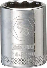 DEWALT DWMT74529OSP Drive Hand Socket, 5/8 in Socket, 3/8 in Drive, 12-Point, Steel, Polished Chrome Vanadium