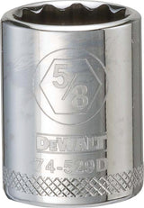 DEWALT DWMT74529OSP Drive Hand Socket, 5/8 in Socket, 3/8 in Drive, 12-Point, Steel, Polished Chrome Vanadium