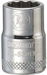 DEWALT DWMT74530OSP Drive Hand Socket, 7/16 in Socket, 3/8 in Drive, 12-Point, Steel, Polished Chrome Vanadium