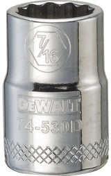 DEWALT DWMT74530OSP Drive Hand Socket, 7/16 in Socket, 3/8 in Drive, 12-Point, Steel, Polished Chrome Vanadium