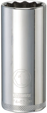 DEWALT DWMT74535OSP Drive Socket, 1 in Socket, Deep Socket, 3-1/8 in OAL, 1/2 in Drive, 12-Point, Vanadium Steel