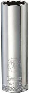 DEWALT DWMT74537OSP Drive Socket, 11/16 in Socket, Deep Socket, 3-1/8 in OAL, 1/2 in Drive, 12-Point, Vanadium Steel