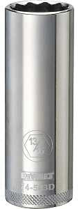 DEWALT DWMT74543OSP Drive Socket, 13/16 in Socket, Deep Socket, 3-1/8 in OAL, 1/2 in Drive, 12-Point, Vanadium Steel