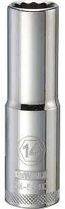 DEWALT DWMT74544OSP Drive Socket, 14 mm Socket, Deep Socket, 3-1/8 in OAL, 1/2 in Drive, 12-Point, Vanadium Steel