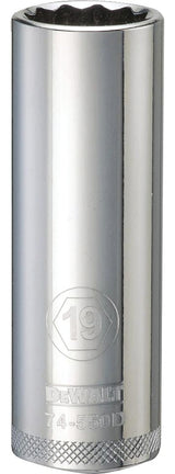 DEWALT DWMT74550OSP Drive Hand Socket, 19 mm Socket, 1/2 in Drive, 12-Point, Steel, Polished Chrome Vanadium