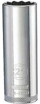 DEWALT DWMT74551OSP Drive Socket, 21 mm Socket, Deep Socket, 3-1/8 in OAL, 1/2 in Drive, 12-Point, Vanadium Steel