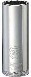 DEWALT DWMT74552OSP Drive Hand Socket, 22 mm Socket, 1/2 in Drive, 12-Point, Steel, Polished Chrome Vanadium
