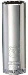 DEWALT DWMT74554OSP Drive Hand Socket, 3/4 in Socket, 1/2 in Drive, 12-Point, Steel, Polished Chrome Vanadium