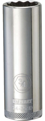 DEWALT DWMT74554OSP Drive Hand Socket, 3/4 in Socket, 1/2 in Drive, 12-Point, Steel, Polished Chrome Vanadium