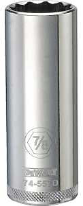 DEWALT DWMT74557OSP Drive Hand Socket, 7/8 in Socket, 1/2 in Drive, 12-Point, Steel, Polished Chrome Vanadium