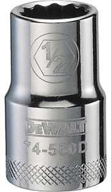 DEWALT DWMT74560OSP Drive Socket, 1/2 in Socket, 1-1/2 in OAL, 1/2 in Drive, 12-Point, Vanadium Steel, Polished Chrome