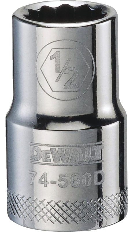 DEWALT DWMT74560OSP Drive Socket, 1/2 in Socket, 1/2 in Drive, 12-Point, Vanadium Steel, Polished Chrome