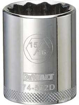 DEWALT DWMT74572OSP Drive Hand Socket, 15/16 in Socket, 1/2 in Drive, 12-Point, Steel, Polished Chrome Vanadium