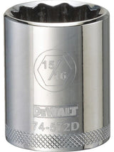 DEWALT DWMT74572OSP Drive Hand Socket, 15/16 in Socket, 1/2 in Drive, 12-Point, Steel, Polished Chrome Vanadium