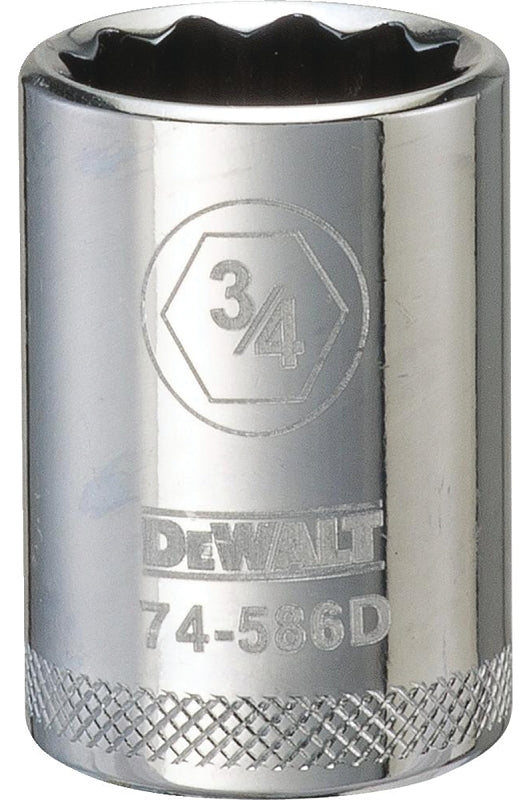DEWALT DWMT74586OSP Drive Hand Socket, 3/4 in Socket, 1/2 in Drive, 12-Point, Steel, Polished Chrome Vanadium