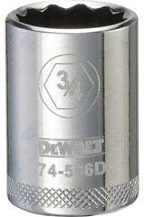 DEWALT DWMT74586OSP Drive Hand Socket, 3/4 in Socket, 1/2 in Drive, 12-Point, Steel, Polished Chrome Vanadium