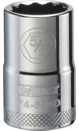 DEWALT DWMT74590OSP Drive Hand Socket, 5/8 in Socket, 1/2 in Drive, 12-Point, Steel, Polished Chrome Vanadium