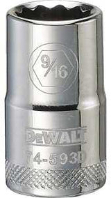 DEWALT DWMT74593OSP Drive Hand Socket, 9/16 in Socket, 1/2 in Drive, 12-Point, Steel, Polished Chrome Vanadium