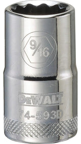 DEWALT DWMT74593OSP Drive Hand Socket, 9/16 in Socket, 1/2 in Drive, 12-Point, Steel, Polished Chrome Vanadium