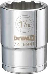 DEWALT DWMT74594OSP Drive Hand Socket, 1-1/16 in Socket, 3/4 in Drive, 12-Point, Steel, Polished Chrome Vanadium