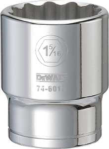 DEWALT DWMT74601OSP Drive Hand Socket, 1-5/16 in Socket, 3/4 in Drive, 12-Point, Steel, Polished Chrome Vanadium