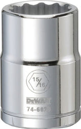 DEWALT DWMT74602OSP Drive Hand Socket, 15/16 in Socket, 3/4 in Drive, 12-Point, Steel, Polished Chrome Vanadium