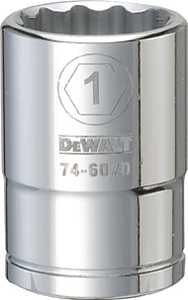 DEWALT DWMT74607OSP Drive Hand Socket, 1 in Socket, 3/4 in Drive, 12-Point, Steel, Polished Chrome Vanadium