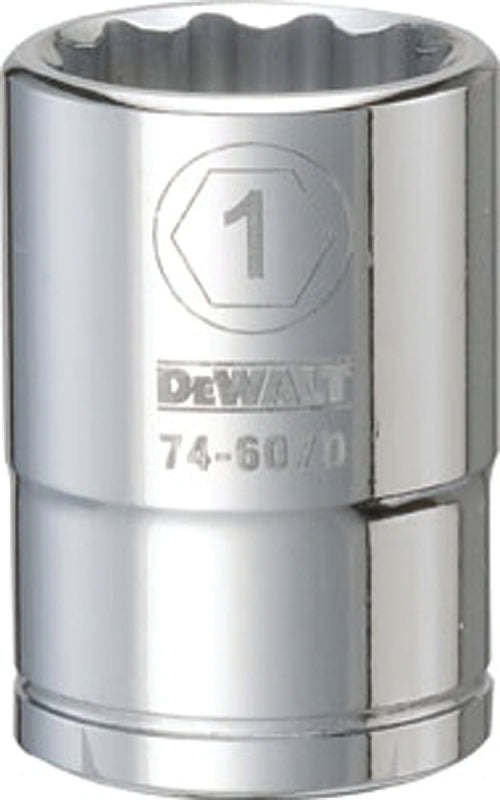 DEWALT DWMT74607OSP Drive Hand Socket, 1 in Socket, 3/4 in Drive, 12-Point, Steel, Polished Chrome Vanadium