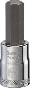 DEWALT DWMT74623OSP Fractional Hex Bit Socket, 3/8 in Tip, 3/8 in Drive, Polished Chrome, 1-31/32 in OAL