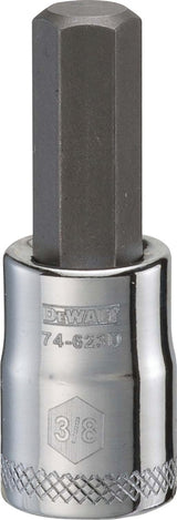 DEWALT DWMT74623OSP Fractional Hex Bit Socket, 3/8 in Tip, 3/8 in Drive, Polished Chrome, 1-31/32 in OAL