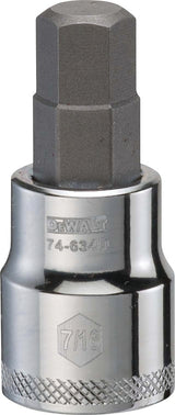 DEWALT DWMT74634OSP Fractional Hex Bit Socket, 7/16 in Tip, 3/8 in Drive, Polished Chrome, 1-31/32 in OAL