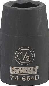 DEWALT DWMT74654OSP Impact Socket, 1/2 in Socket, 7/16 in D Socket, 1/2 in Drive, 6-Point, CR-440 Steel, Black Oxide