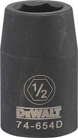 DEWALT DWMT74654OSP Impact Socket, 1/2 in Socket, 7/16 in D Socket, 1/2 in Drive, 6-Point, CR-440 Steel, Black Oxide