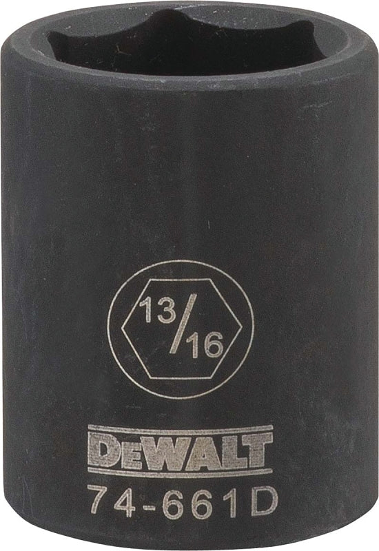 DEWALT DWMT74661OSP Impact Socket, 13/16 in Socket, 1/2 in Drive, 6-Point, CR-440 Steel, Black Oxide