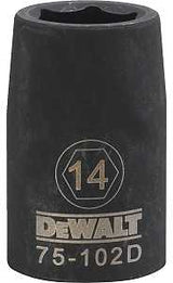 DEWALT DWMT75102OSP Impact Socket, 14 mm Socket, 1/2 in Drive, 6-Point, CR-440 Steel, Black Oxide