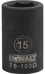 DEWALT DWMT75103OSP Deep Impact Socket, 15 mm Socket, 15/32 in D Socket, 1/2 in Drive, 6-Point, Steel, Black Oxide