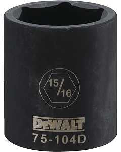 DEWALT DWMT75104OSP Impact Socket, 15/16 in Socket, 1/2 in Drive, 6-Point, CR-440 Steel, Black Oxide