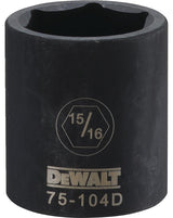 DEWALT DWMT75104OSP Impact Socket, 15/16 in Socket, 1/2 in Drive, 6-Point, CR-440 Steel, Black Oxide
