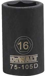DEWALT DWMT75105OSP Impact Socket, 16 mm Socket, 1/2 in Drive, 6-Point, CR-440 Steel, Black Oxide