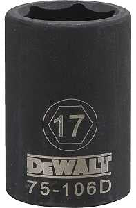 DEWALT DWMT75106OSP Impact Socket, 17 mm Socket, 1/2 in Drive, 6-Point, CR-440 Steel, Black Oxide