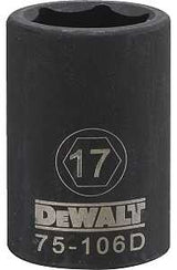 DEWALT DWMT75106OSP Impact Socket, 17 mm Socket, 1/2 in Drive, 6-Point, CR-440 Steel, Black Oxide