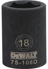 DEWALT DWMT75108OSP Impact Socket, 18 mm Socket, 1/2 in Drive, 6-Point, CR-440 Steel, Black Oxide