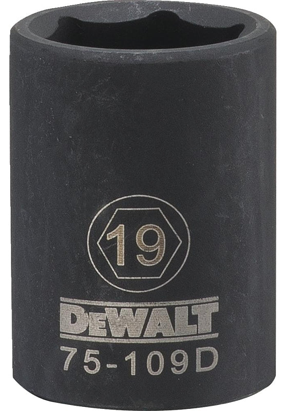 DEWALT DWMT75109OSP Impact Socket, 19 mm Socket, 1/2 in Drive, 6-Point, CR-440 Steel, Black Oxide