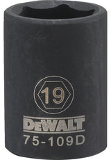 DEWALT DWMT75109OSP Impact Socket, 19 mm Socket, 1/2 in Drive, 6-Point, CR-440 Steel, Black Oxide