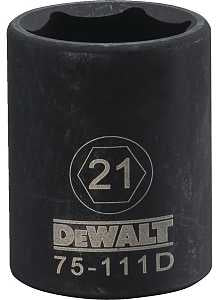 DEWALT DWMT75111OSP Impact Socket, 21 mm Socket, 1/2 in Drive, 6-Point, CR-440 Steel, Black Oxide