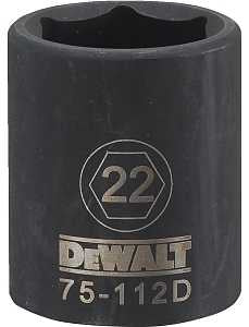 DEWALT DWMT75112OSP Impact Socket, 22 mm Socket, 1/2 in Drive, 6-Point, CR-440 Steel, Black Oxide