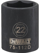 DEWALT DWMT75112OSP Impact Socket, 22 mm Socket, 1/2 in Drive, 6-Point, CR-440 Steel, Black Oxide